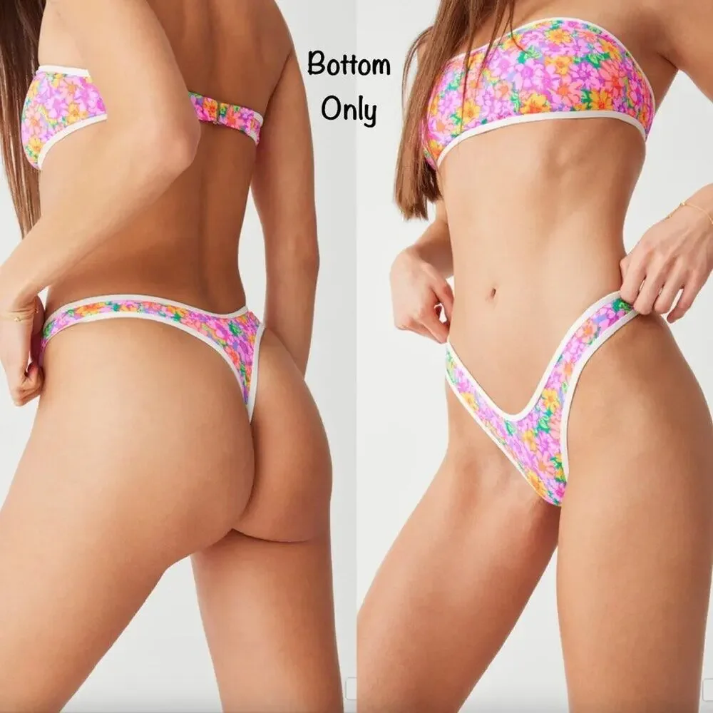 Frankies Bikinis Full Moon Micro Bikini Bottom - Daisy Pond - L